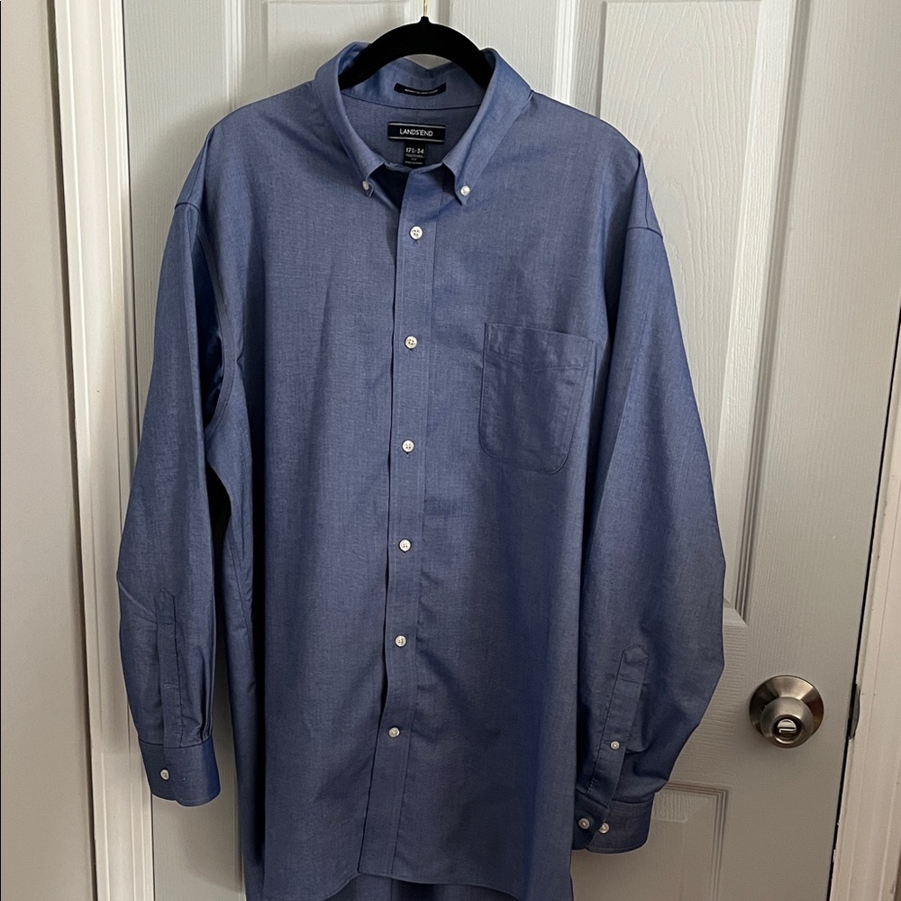 Lands' End Men's Casual Navy Button Down Shirt